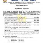 Jammu University notification for JKSET LASET 2021-22.