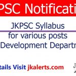 JKPSC Syllabus for various posts of Skill Development Department.