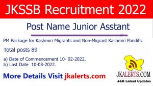 JKSSB Job recruitment 2022.