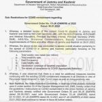 J&K Govt Fresh Restrictions COVID 19 update 30 Jan 2022.