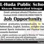 AL-Huda Public School Srinagar Jobs Recruitment 2022.