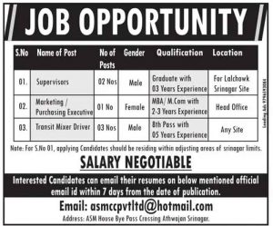 ASM Pvt Ltd Srinagar Jobs Recruitment 2022