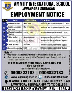 Ammity International School Srinagar Jobs