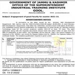 J&K Govt ITI Gool Jobs Recruitment 2022.