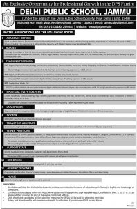 DPS Jammu Jobs recruitment 2022.
