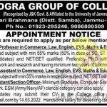 Dogra Group Of Colleges Jammu jobs recruitment 2022.