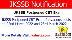 JKSSB Postponed CBT Exam for various posts.