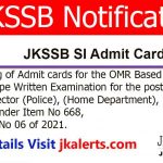 Download JKSSB SI Admit Card.