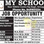 My School Srinagar Jobs Recruitment 2022.