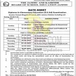 JKBOSE D.E.Ed Date sheet Jammu, Leh.