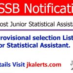 JKSSB Provisional selection List for Junior Statistical Assistant.
