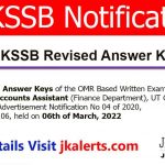 JKSSB Accounts Assistant revised Answer key.