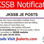 JKSSB notice regarding indicating order of preference for JE candidates.