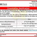 JKBANK Probationary Officers and Banking Associates Exam Schedule.