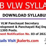 Download JKSSB Syllabus for Panchayat Secretary VLW.