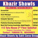 Khazir Shawls Jobs Recruitment 2022.