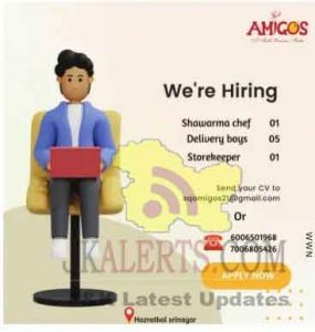 Amigos Srinagar Jobs recruitment 2022.