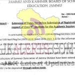 JKBOSE Extend dates for online Submission of RR.
