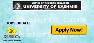 OFFICE OF THE DEAN RESEARCH UNIVERSITY OF KASHMIR