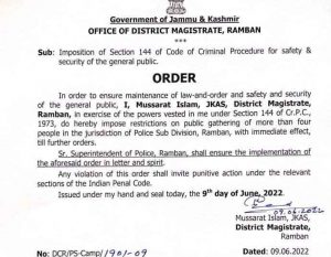 Curfew imposed in Ramban district.