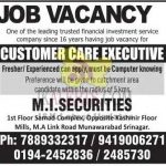 Customer care executives in M.I Securities