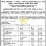 Govt. Polytechnic Admission Notice for job-oriented skill courses.