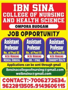 IBN Sina College of Nursing and Health Science Jobs.