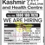 Kashmir Lifeline and Health Centre jobs 2022 Mental Health Counselors Clinical Psychologist 
