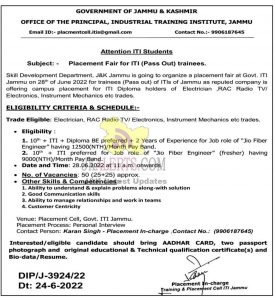 Placement Fair for ITIs of Jammu.
