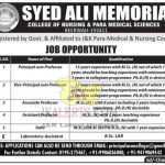 Syed Ali Memorial College of Nursing and Para-Medical Sciences Jobs.