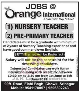 Teacher jobs in Orange International School.