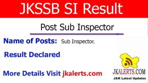 JK Police Sub Inspector Results 2