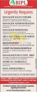 BIPL Jobs Recruitment 2022 Sales Managerarea sales managerReceptionstfood technologistsData operator etc.
