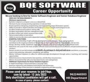 BQE Software jobs 2022 Senior Software Engineer and Senior Database Engineer
