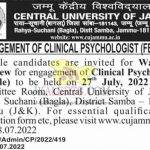 Clinical Psychologist (female) Job in Central University of Jammu.