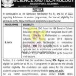 Islamic University of Science & Technology Admission Notice