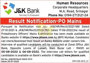 JK BANK PO Bank Result Out Now.