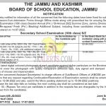 JKBOSE Class 10th Permission-Cum-Admission Forms notification.