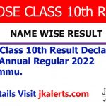 JKBOSE Class 10th Result Name Wise Jammu Division SZ.