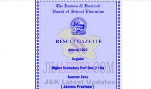 JKBOSE Class 11th Result 2022 Download Gazette PDF.