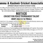 J&k Cricket Association Tournament U-16 Trails