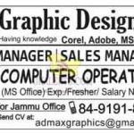 Jobs in Jammu Graphic DesignerComputer OperatorManagerSales Manager