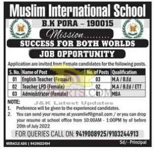 Jobs in Muslim International School