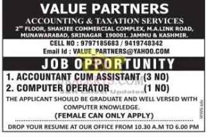 Jobs in Value Partners Accounting & Taxation Services.