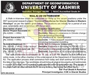 Kashmir University jobs recruitment 2022.