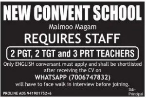 Teacher jobs in New Convent School.
