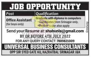 Universal Business Consultants Office assistants jobs