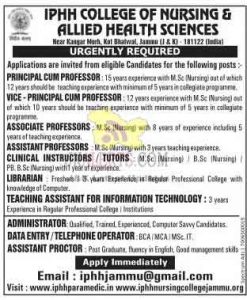 IPHH College of Nursing and Allied Health Sciences Jobs.