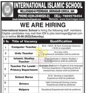 Jobs in International Islamic School 2022