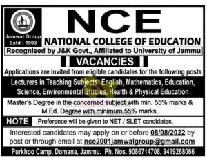 Lecturers' Jobs in National College of Education